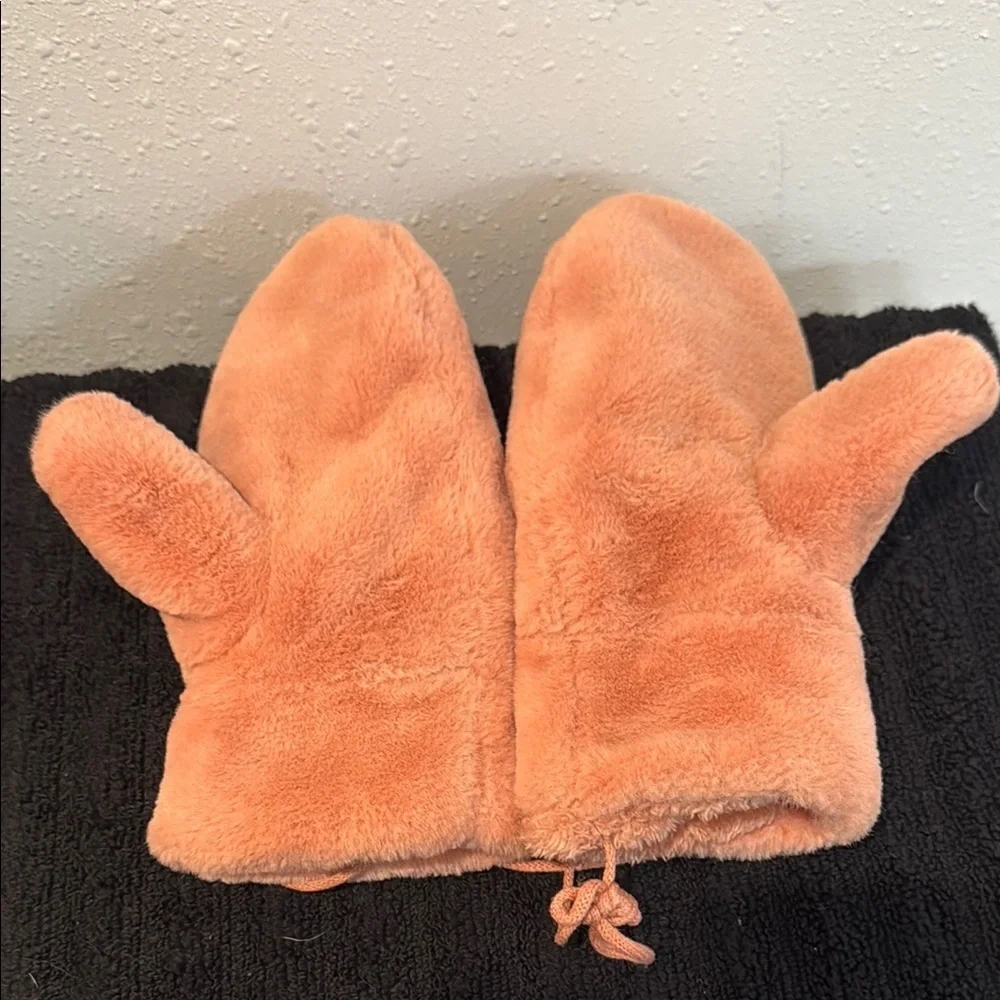 Orange Plush Mittens for Cozy Comfort